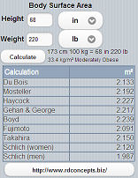 Body Surface Area Calculator